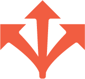 three arrows going up from one center point for Flexible Engagement