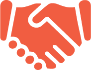 two hands shaking icon for Hands-On Partnership